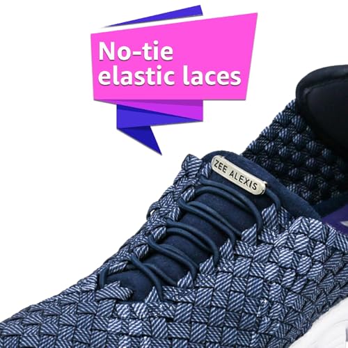 Image of Zee Alexis Women's Danielle Sneakers | Breathable Lightweight Flexible Casual Comfortable Slip-On No-Tie Elastic Laces Woven Shoes