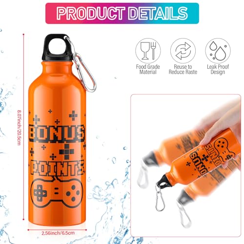 SiliFine 12 Pcs 17oz Gaming Water Bottle Sports Insulated Water Bottle with Hook, Funny Quote Travel Aluminum Mug for Iced Coffee, Video Game Party Favors & Gamer Birthday Gifts (Multicolor) by SiliFine - Image 3