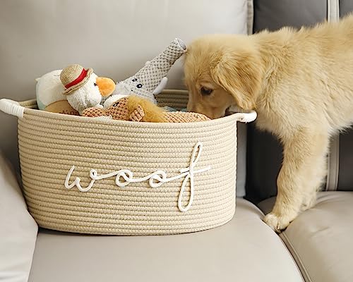 Woof Woven Rope Storage Baskets, Pet Dog Toy Bin Box Perfect for organizing Chew Toys Blankets leashes, Dog Toy holder Cotton Basket Puppy Bins - Image 6
