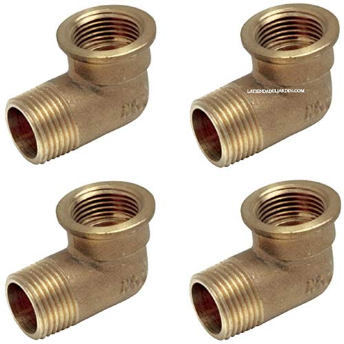 Suinga Pack x 4 Codo Hembra Macho LATÓN 2" para tubería de Polietileno de 2"