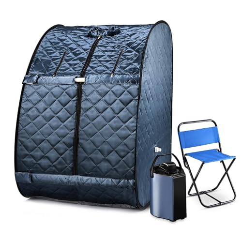 Sauna Pliable Cabine Sauna À Vapeur Portable for La Maison, Hammam Complet Portable 3 L 800 W, Tente De Sauna Domestique avec Cuiseur Vapeur, Chaise, Télécommande Incluse, Noir