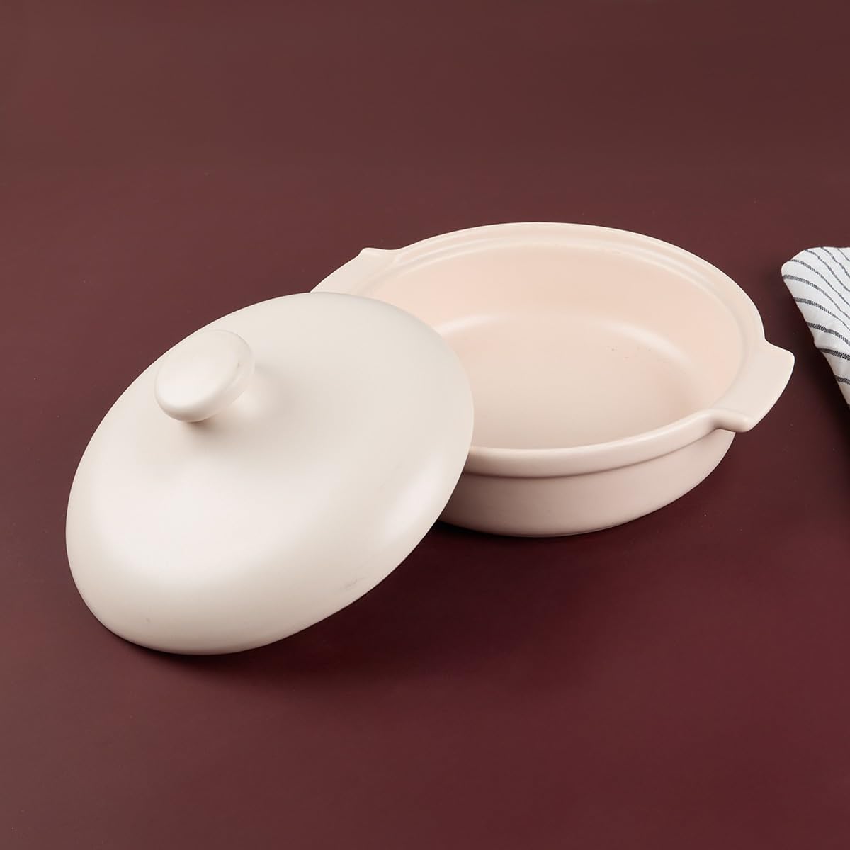 Aryıldız Elissa Kapaklı Karnıyarık Fırın Kabı Mat Beyaz 25 cm