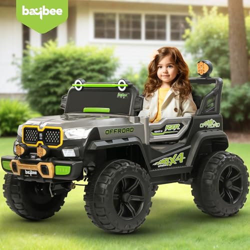 Image of Baybee 4x4 Battery Operated Jeep for Kids, Ride on Toy Baby Car with LED RGB Light & Music, Rechargeable Electric Jeep, Big Battery Car for Kids (Rygon Pro, Rygon Pro Grey)