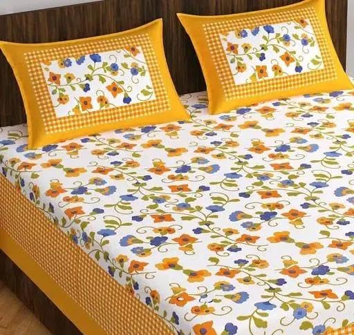 100% Pure Cotton Double Bed Sheet with 2 Pillow Covers - Artistic Jaipuri Print & Soft & Breathable - Gorgeous nan Print for Elegant Bedroom Décor (Double Size)-image-35