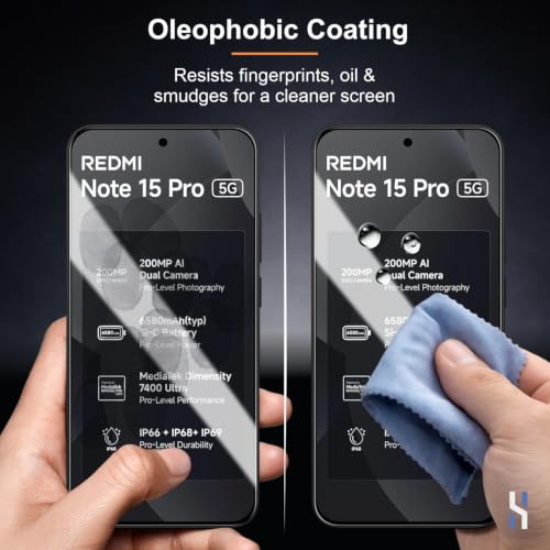 Image of Tempered Glass for Redmi Note 15 Pro - Military Grade 9H Screen Guard, Anti-Scratch, Shatterproof, Edge to Edge Full Coverage - Black Border