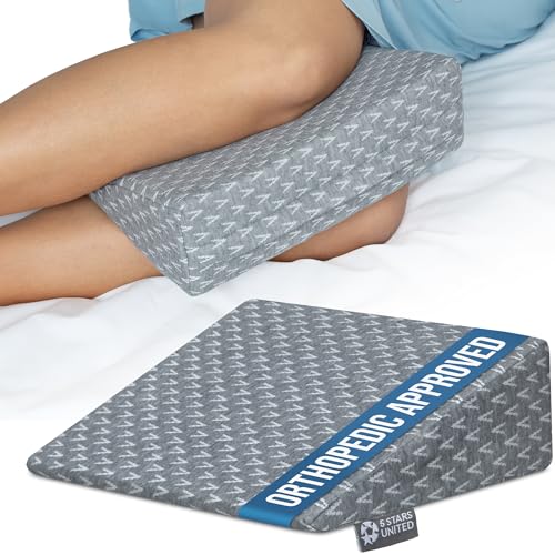 5 STARS UNITED Small Knee Pillow for Side Sleepers &ndash; Wedge Firm Foam Support for Belly, Back...