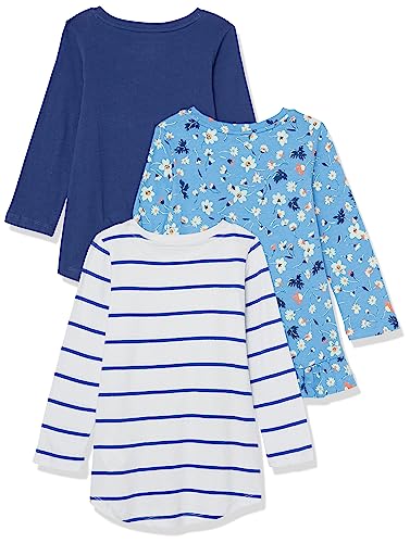 Image of Amazon Essentials Girls and Toddlers' Cotton Long-Sleeve Tunic T-Shirts, Pack of 3