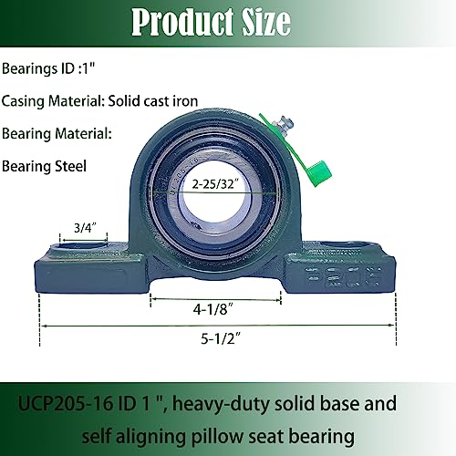 Tonmp UCP BEARING 4 Pack Ucp205-16 Pillow Block Mounted Ball Bearing thumb #1