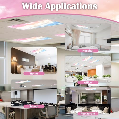 Image of ANGSYLTH 8 Pcs Fluorescent Light Covers - 4 x 2 Feet Covers for Ceiling Lights, 8 x 10 Magnetic Light Filters for Classroom, Office, Hospitals (Rainbow)