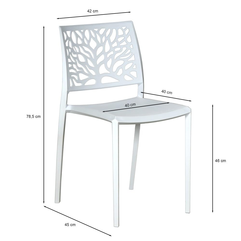 WEBER INDUSTRIES Lot de 4 chaises empilables Clara pour intérieur et extérieur/Blanc