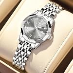 OLEVS Armbanduhr Damen, Kleine Gesicht Edelstahl Damen Kleideruhren, Luxus Diamant Analoger Quarz Watches for Women, Wasserdicht Damenuhr mit Datumsanzeige – Bild 4