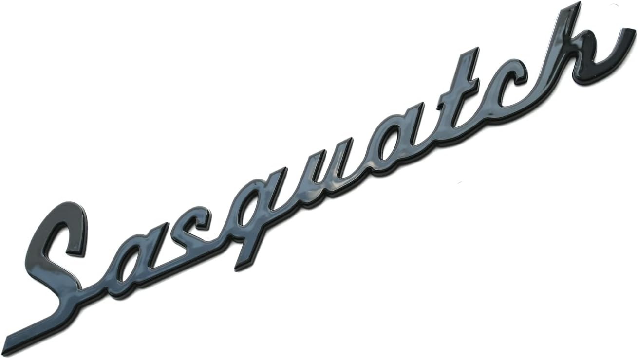 2pcs Classic Sasquatch Script Nameplate Letter Emblem 3D Badge Logo Compatible with Ford Bronco SUV/Sport (Black)