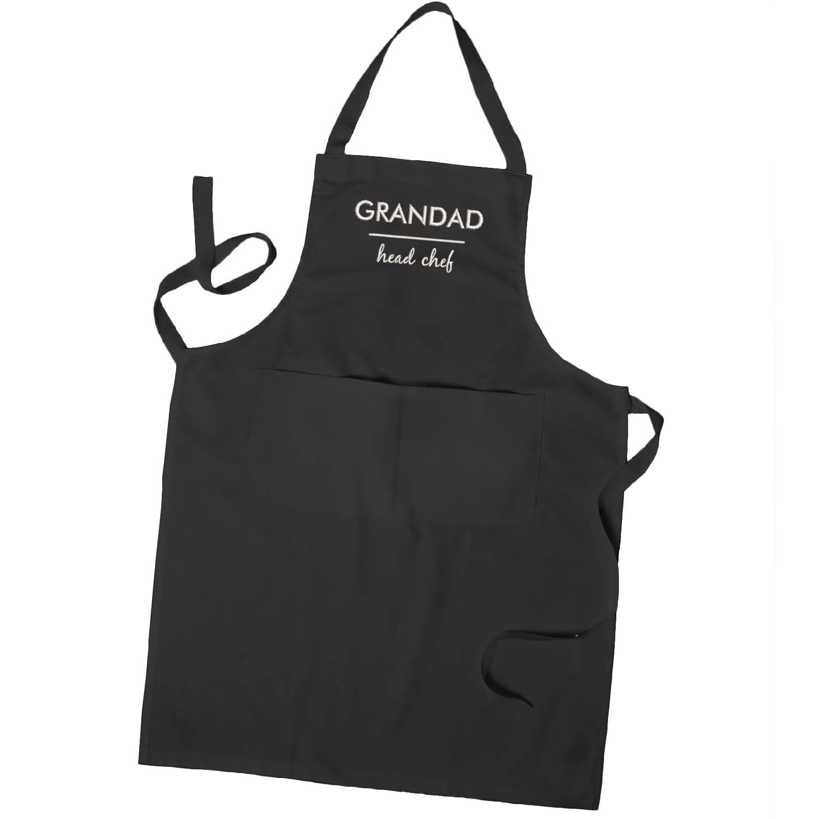 Personalised Embroidered Apron, Cooking Head Chef Apron Unisex Apron With Pockets (Black)