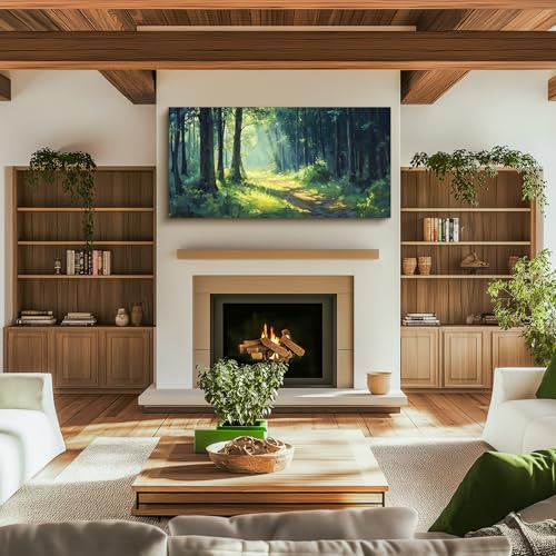 SERIMINO Fairytale Forest Wall Art, Green Nature Landscape Extra Large Wall Decor, Wild Trail Rustic Kitchen Art Prints, Modern Canvas Pictures for Living Room Dining Room Farmhouse Cottage 30"X60"