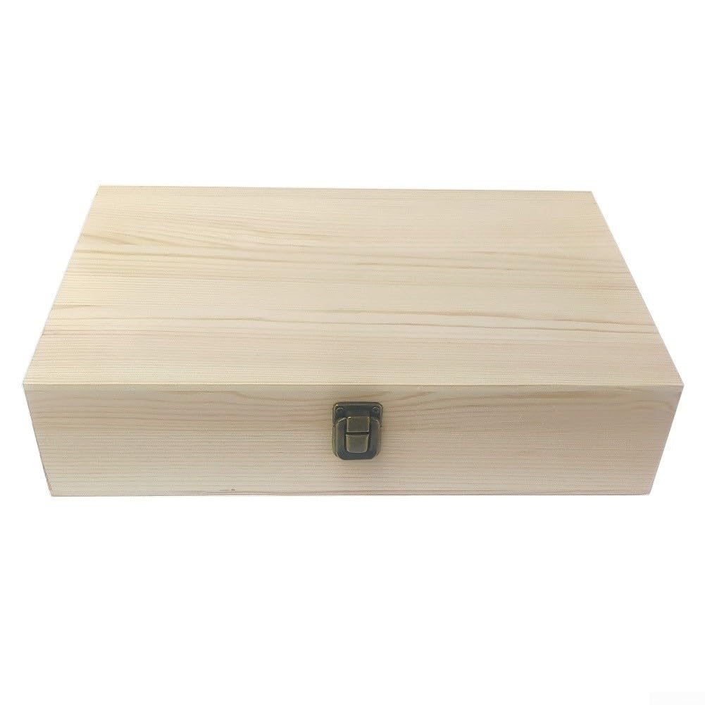 Boîte de rangement en bois avec couvercle sécurisé pour l'artisanat