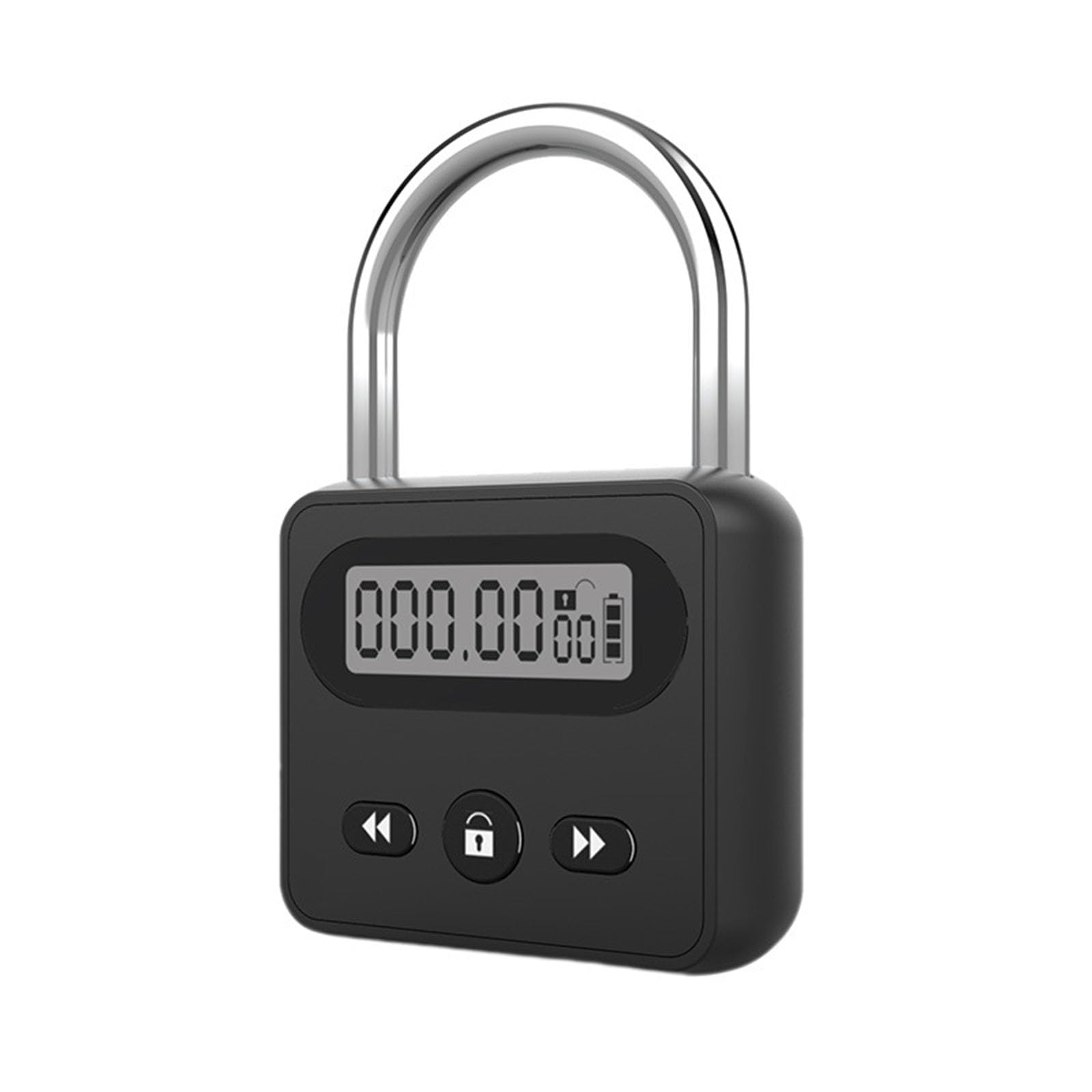 Metalowy zamek czasowy, elektroniczny czas z wyświetlaczem LCD, kłódka rozrządu 999 godzin, ładowana przez USB, cyfrowa blokada czasu (czarna)
