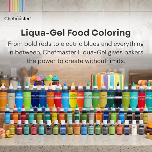 Image of Chefmaster Violet Liqua-Gel Food Coloring | Vibrant Color | Professional-Grade Dye for Icing, Frosting, Fondant | Baking & Decorating | Fade-Resistant | Easy-to-Use | Made in USA | 2.3 oz (Pack of 2)