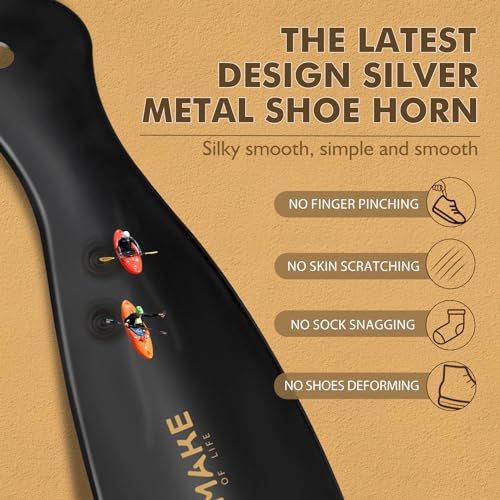 ZOMAKE Schuhlöffel Klein,Kleiner Schuhanzieher Metall,Mini Reise Schulöffel Kurz 19cm(3er Schwarz)