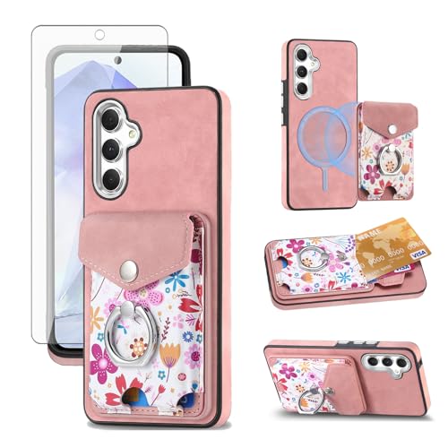 Étui portefeuille Samsung A55 5G antichoc à anneau magnétique