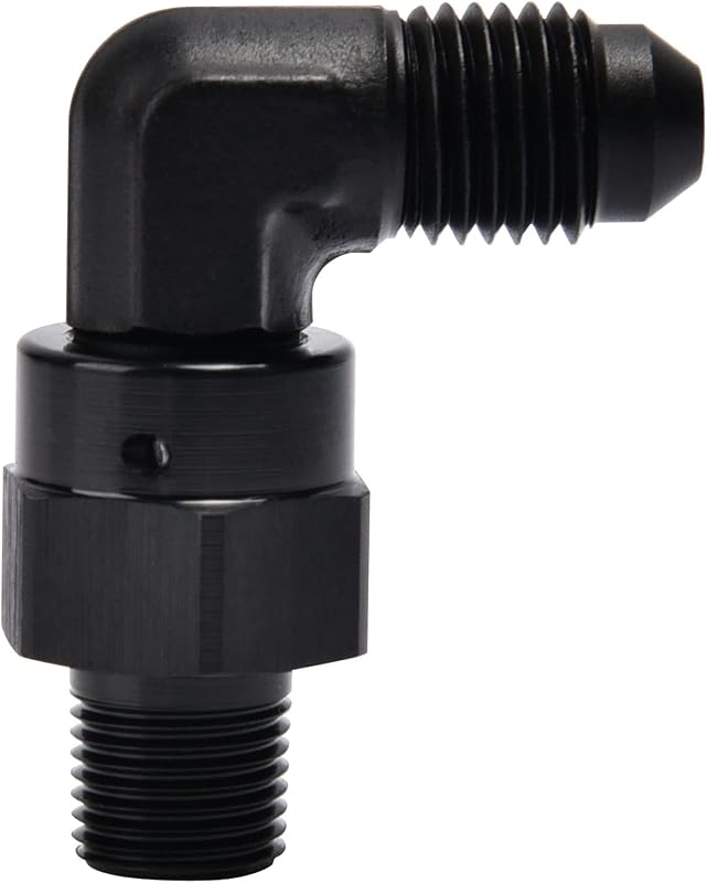 Adaptador de conexão EVIL ENERGY 4AN macho para 1/8 NPT, 90° giratório, alumínio preto – 1 unidade