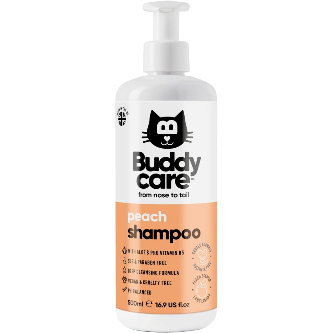 Peach Cat Shampoo - Deep Cleansing Shampoo for Cats - Fruity Scented - with Aloe Vera and B5 (16.90oz)
