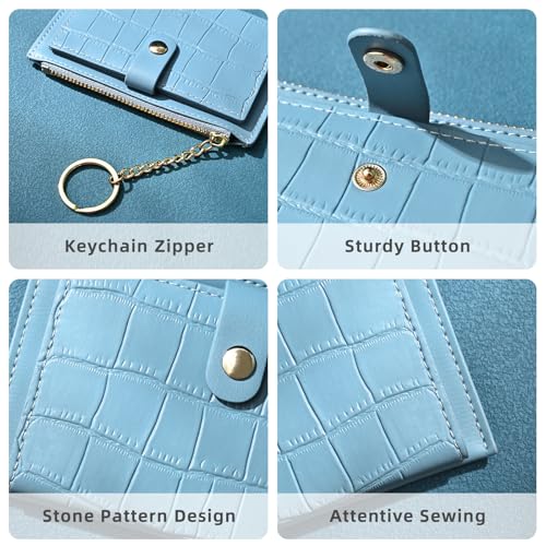 Small Wallets Woman, Cute Slim Wallet Women, Coin Business Credit Card Holder with Zipper Pocket for Key Money (Blue)3