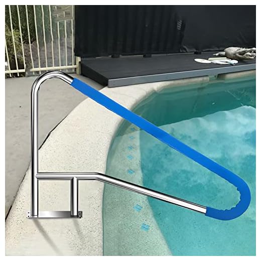 Pool Rail for inground Pools (54x32), 304SS Pool handrail with Nonslip Blue Cover.
