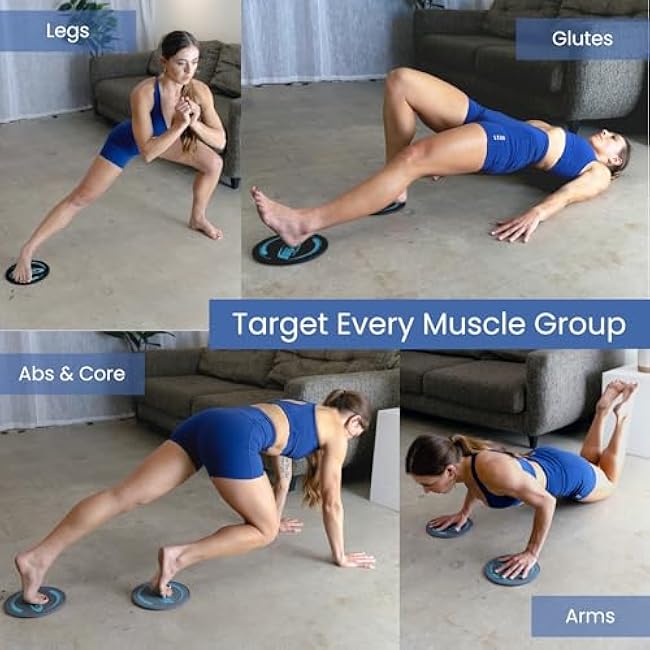 Gliding Discs for Working Out - Exercise Sliders for Carpet & Hardwood Floors 1 Pair, Authentic Workout Sliders Disc for Full Body Resistance Workout, Includes 4 Streaming Video Workouts
