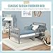 Dream On Me Classic Sleigh Toddler Bed in Cool Grey – Baby Safety Alliance Certified, Low-to-Floor Design, Non-Toxic Finish, Wooden Safety Rails