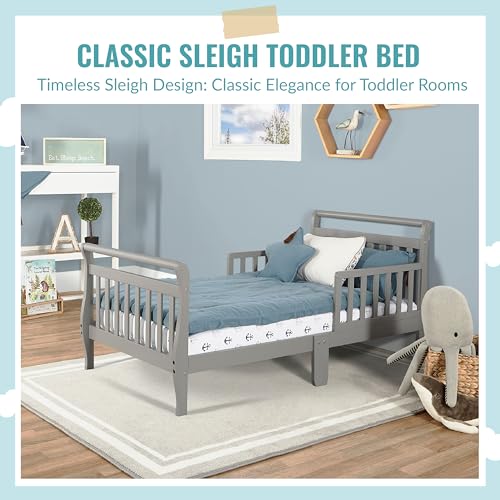 Dream On Me Classic Sleigh Toddler Bed in Cool Grey – Baby Safety Alliance Certified, Low-to-Floor Design, Non-Toxic Finish, Wooden Safety Rails - image 6