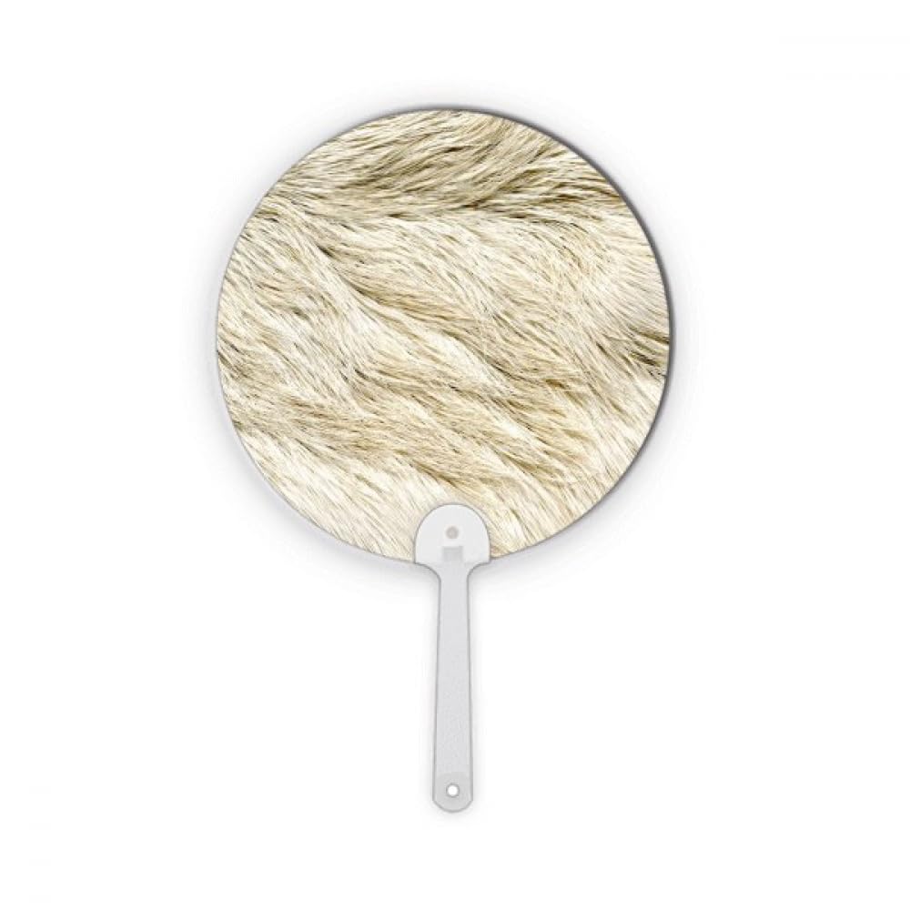 Éventail rond en plastique aspect fourrure lisse gris argenté No/No pour se rafraîchir