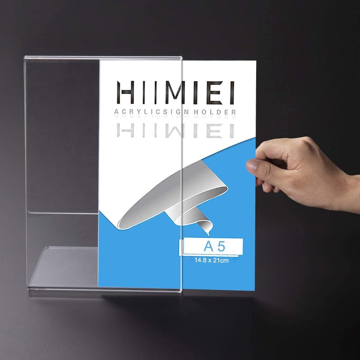 HIIMIEI Lot de 6 Présentoirs de Table, Porte Affiche, A5 (14,8x21,0cm) Acrylique Transparent Chevalet de Table, Support Menu
