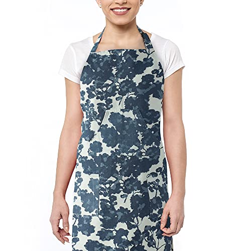 Image of HPD Half Price Drapes Aprons for Men Women with Large Pockets Adjustable Unisex PRTW-D48-AP Fleur Printed Cotton, 27 X 34 Inch, Fleur Blue