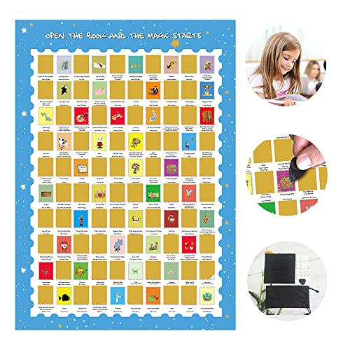 Image of NTZS Top 100 Kids Books Scratch Off Poster-Books Bucket List and Uncommon Goods Gifts (16.5 inch x 23.4 inch) Christmas Festival Gift