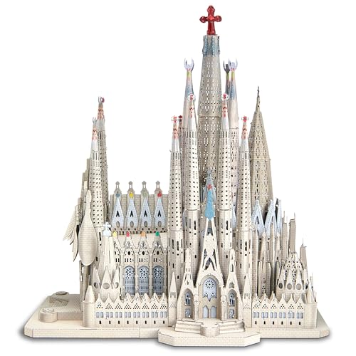 Piececool(ピースクール) 立体パズル サグラダファミリア 有名建築 建物 メタリックナノパズル 3dパズル 金属製 組み立て必要 接着剤不要 難易度6つ星 中級者 大人向け 飾り 置物