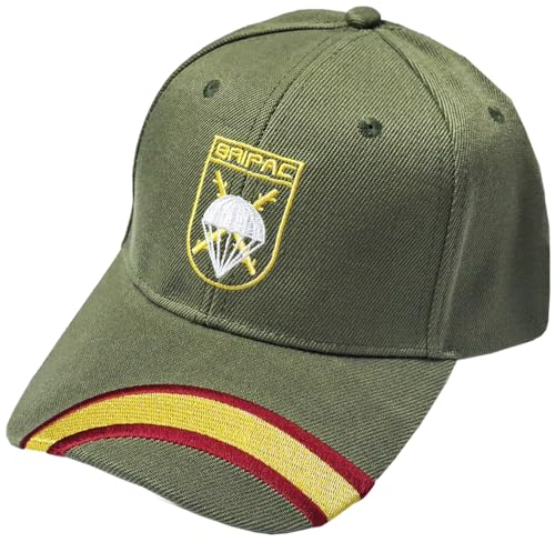 Tiendas LGP   Gorra Bordada Bripac con Bandera de España. Talla única, con Presilla de adaptación, Color Verde Kaki