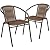 Flash Furniture Lila Modern Rattan Indoor/Outdoor Stackable Dining Chairs, Stacking Rattan Bistro Chairs for Patio or Restaurant, Set of 2, Brown