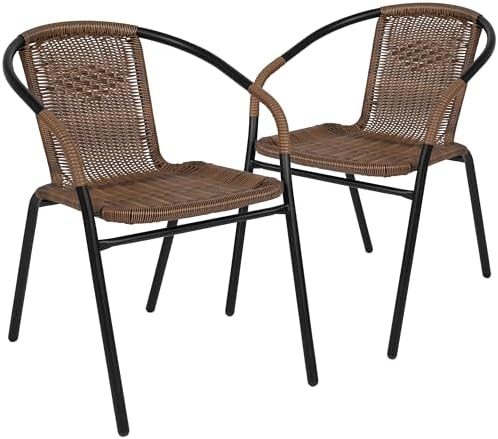 Flash Furniture Lila Modern Rattan Indoor/Outdoor Stackable Dinin...