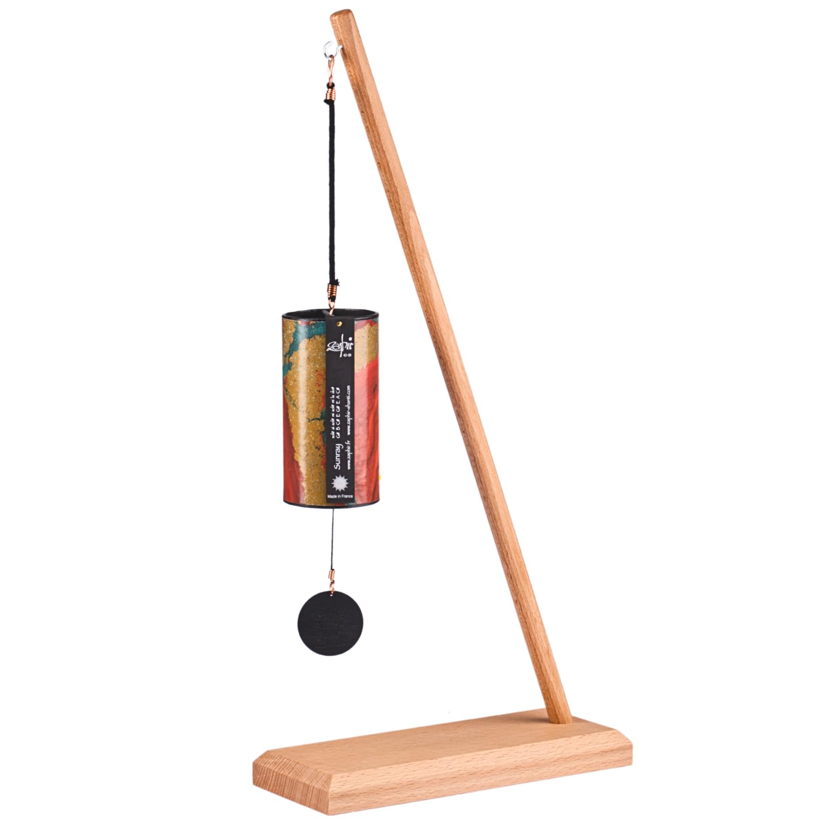Zaphir Klangspiel Sunray Sommer mit Ständer - Klangspielständer Pisa aus Buchenholz - 55 cm Höhe für Yoga, Kinder zur Entspannung und Meditieren