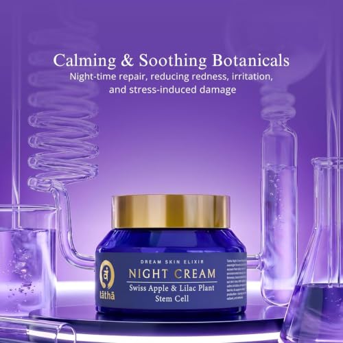 Image of Tatha Dream Skin Elixir Night Cream with Swiss Apple & Lilac Stem Cells | Anti-Aging, Firming & Brightening | Hydration, Barrier Repair & Protection from Stress & Pollution| For All Skin Type