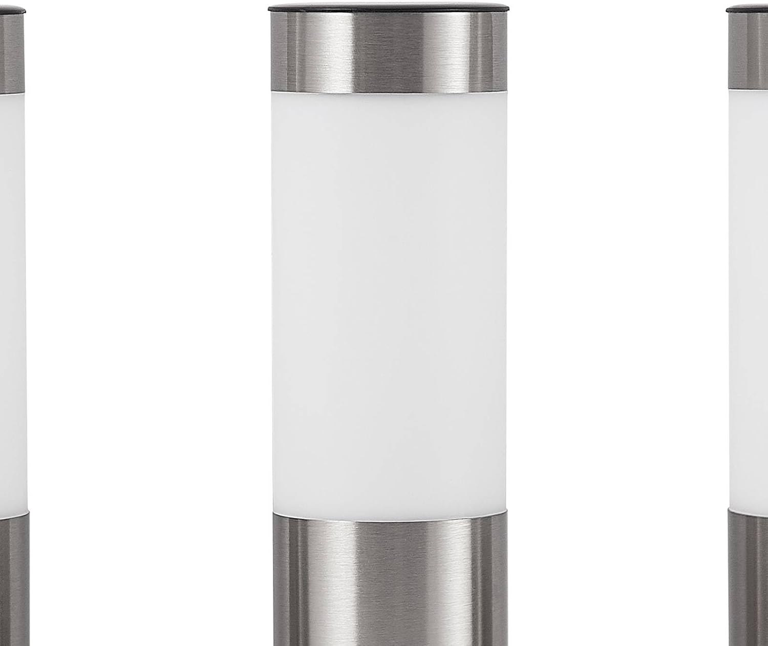 התפוצץ view of Lindby Sirita LED Solar Light components including the solar light body, ground spike, and internal battery compartment