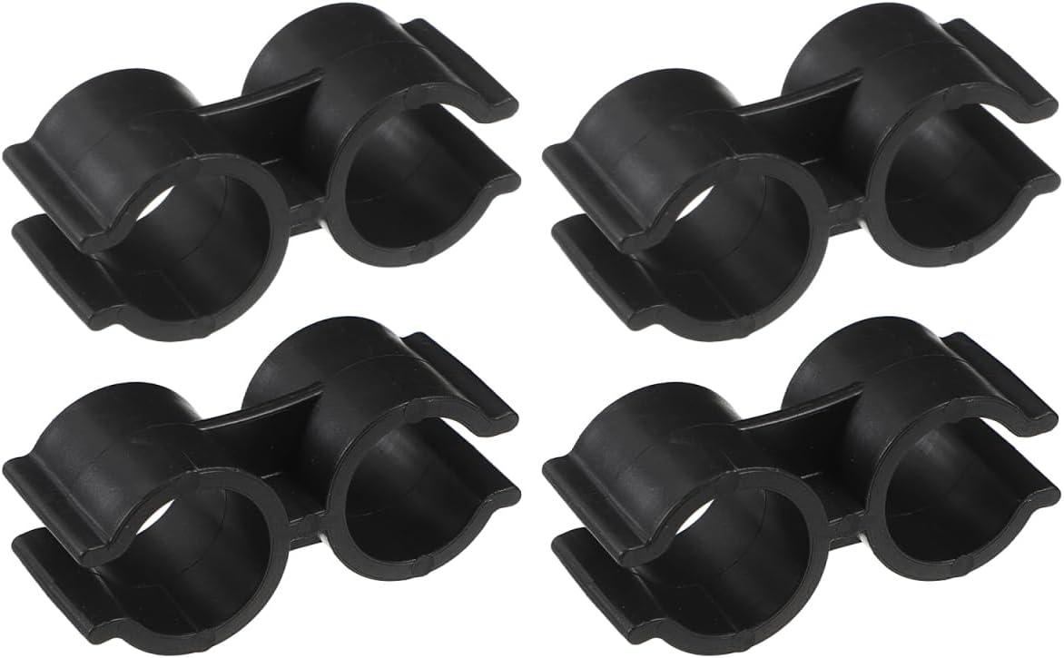 Cabilock Double Pipe Clamp Dustpan Broom Connector Clip Plastic Buckle Fits 0.79 Inch Tubes Easy Pressdown Installation Space Saving Cleaning Tool Accessory