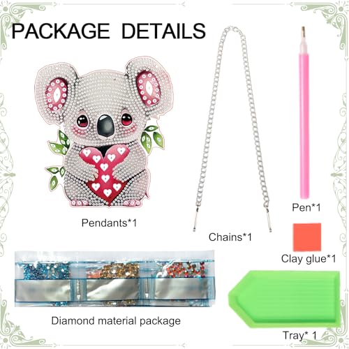 Image of DIY 5D Diamond Painting Rhinestone Acrylic Pendant Kit Love Koala Special Shape Diamond Art Crafts Wall Hanging Mosaic Art Door Window Home Decoration Ornament Valentine's Day Gifts