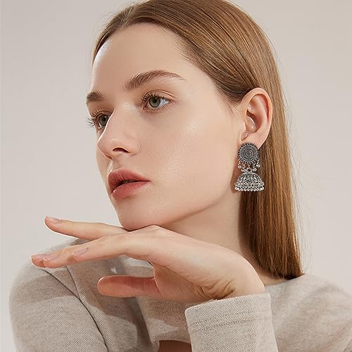 Vintage Jhumkas Indian Earrings for Women Wedding Statement Ethnic Gypsy Dangle Chandelier Earring Bohemian Temple Jhumki Oxidized Antique Bollywood Jewelry Gifts Festival Wear3