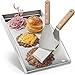 Praknu Plancha Grillplatte Edelstahl (30x40 cm) – Plancha für Gasgrill mit Fettablauf – Teppanyaki Grillplatte inkl. 2 Spatel – Grillplatte für Gasgrill & Holzkohlegrill – Rostfreie Plancha für Grill