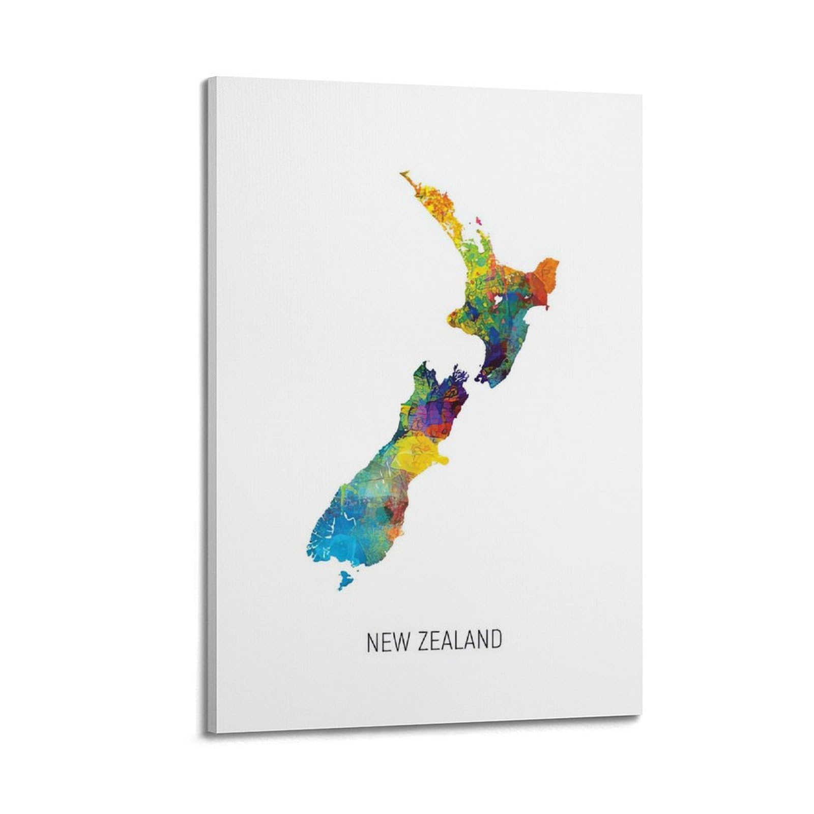 MJZLQN Map Poster New Zealand in Watercolor Poster Decorative Painting Canvas Wall Posters And Art Picture Print Modern Family Bedroom Decor Posters 12x18inch(30x45cm)