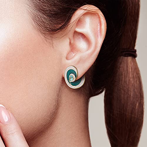 Santuzza 925 Sterling Silver Swirl Earrings Blue Spinel Cubic Zirconia Enamel Dangle Earrings For Women #TOP3