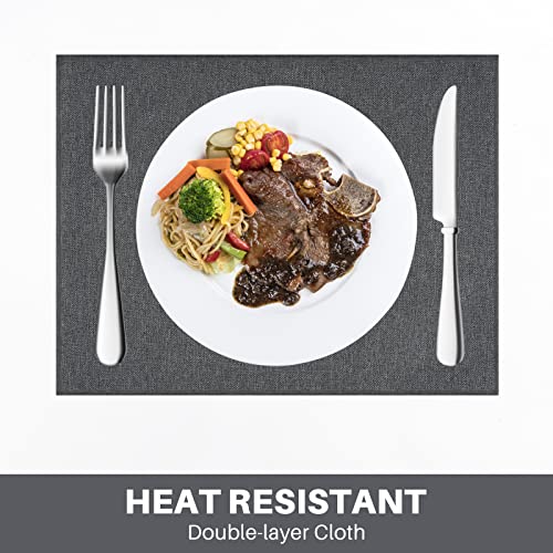 Jehdhe Cloth Placemats Set Of 6, Heat Resistant And Machine Washable Table Mats For Dinning, Linen Table Placemats For Kitchen Decor, 11.8 X 15.7 Inch, Dark Grey #TOP1