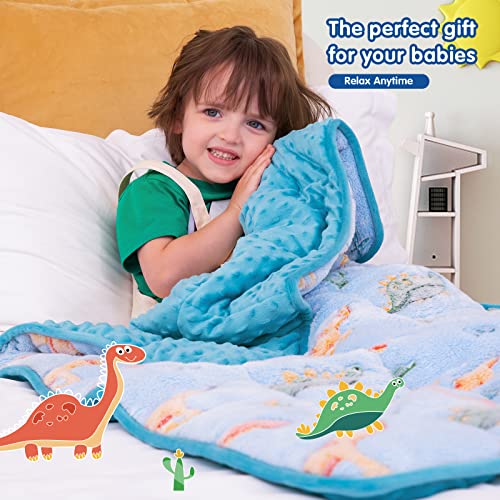 Yescool Kids Weighted Blanket (5 Lbs, 36" X 48",Dinosaur) Cooling Heavy Blanket For Sleeping Perfect For 40-60 Lbs, Throw Size Breathable Blanket With Premium Glass Bead #TOP3
