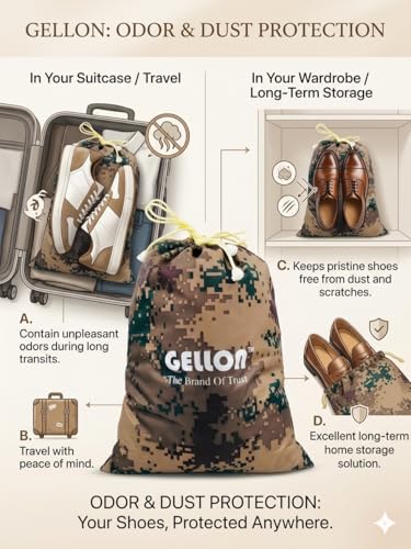 Image of Gellon Water Proof in Umbrella Cloth Shoes Bag for Travel & Storage Travel Organizer for Women & Men Travel Accessories Shoes Cover Pouch for Travel Essentials (Pixcel Multicolor, Pack of 1)